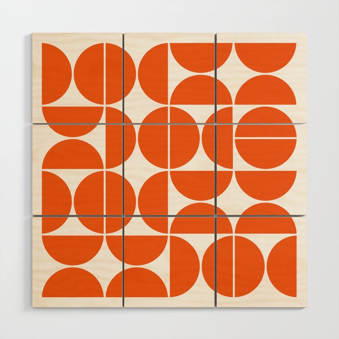 Mid Century Modern Geometric 04 Orange Wood Wall Art by The Old Art Studio